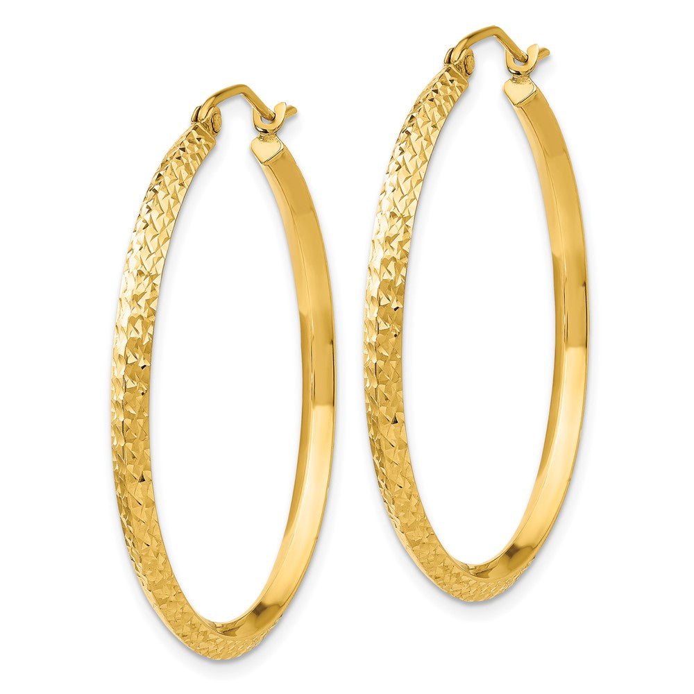 14K Yellow Gold Knife Edge Diamond-Cut Hollow Hoop Earrings