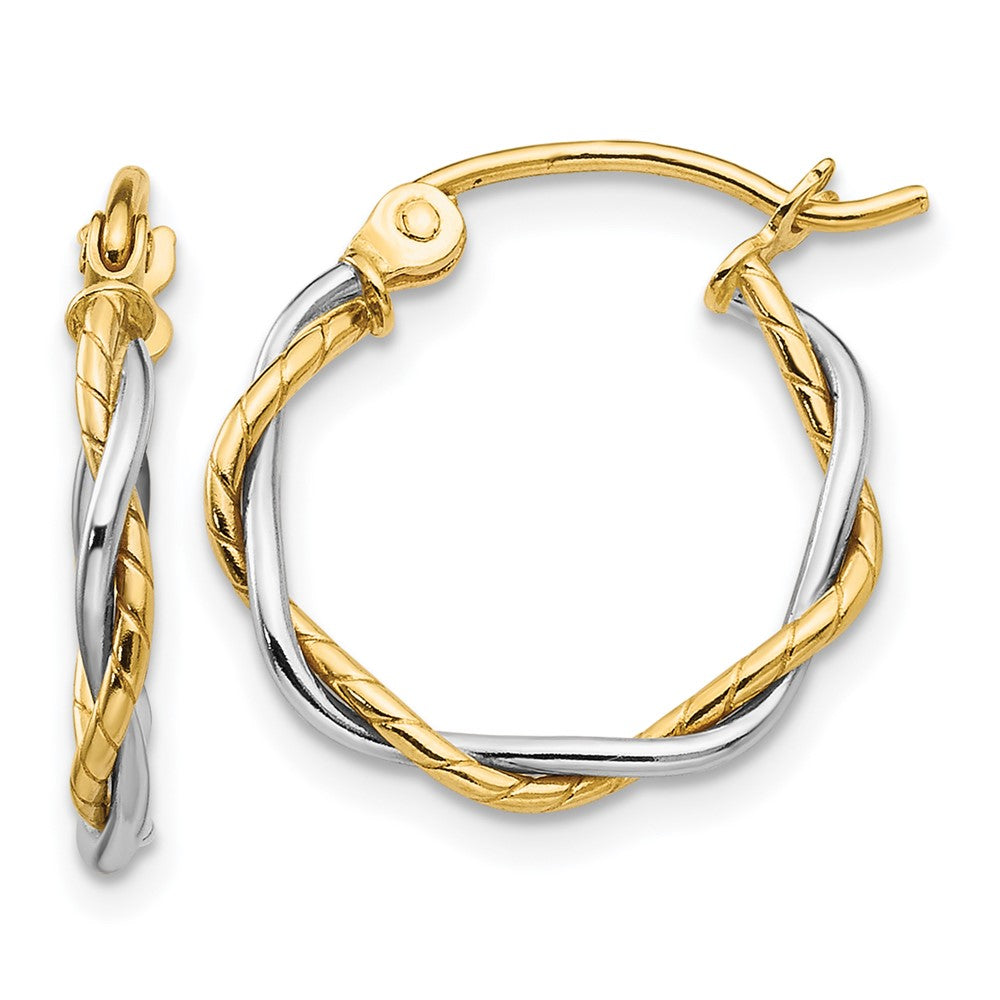 14K Two-Tone Polished 1.8mm Twisted Hoop Earrings