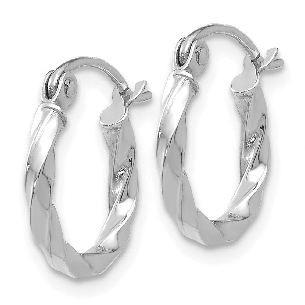 14K White Gold Wg Twist Polished Hoop Earring