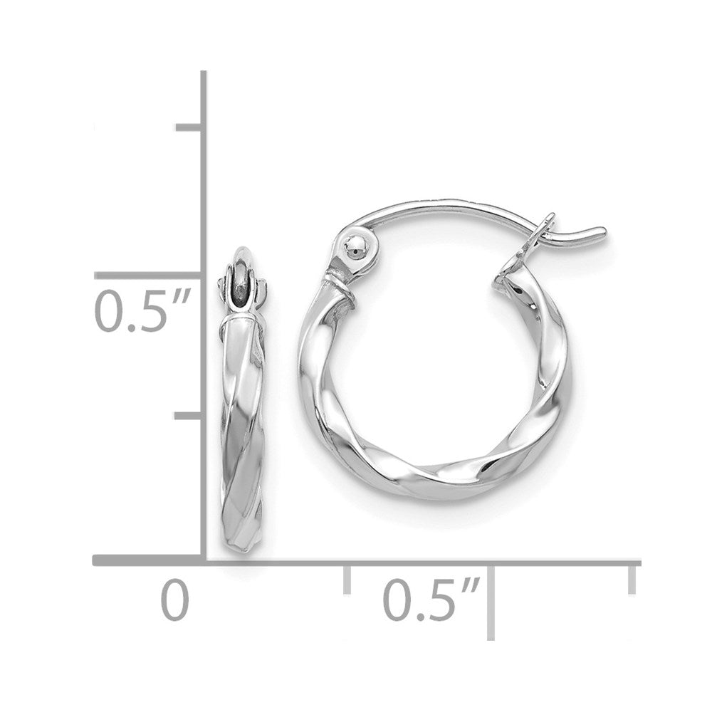 14K White Gold Wg Twist Polished Hoop Earring