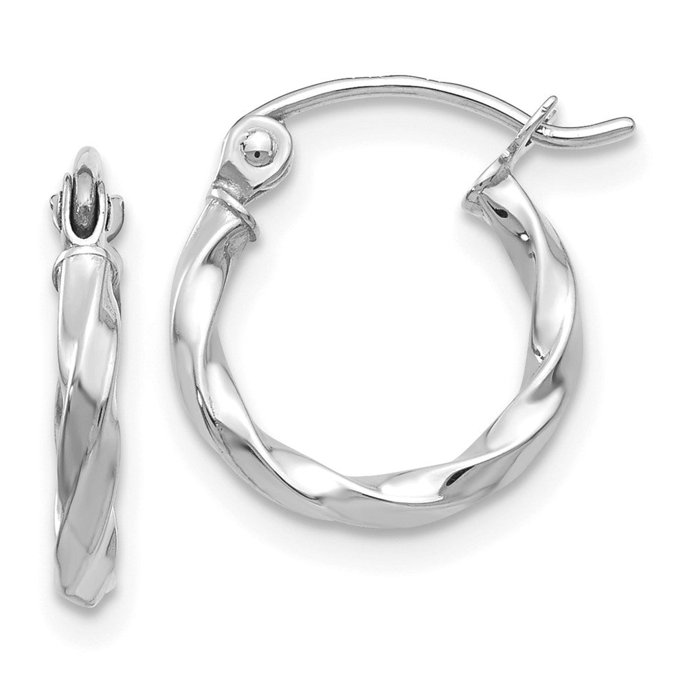 14K White Gold Wg Twist Polished Hoop Earring