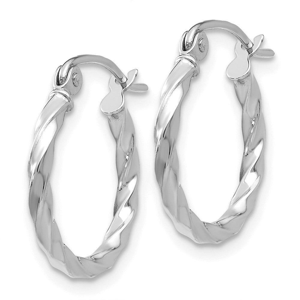 14K White Gold Wg Twist Polished Hoop Earring
