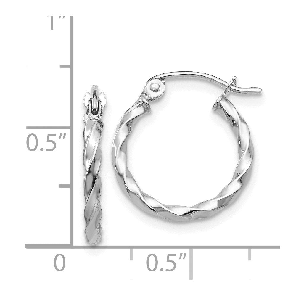 14K White Gold Wg Twist Polished Hoop Earring