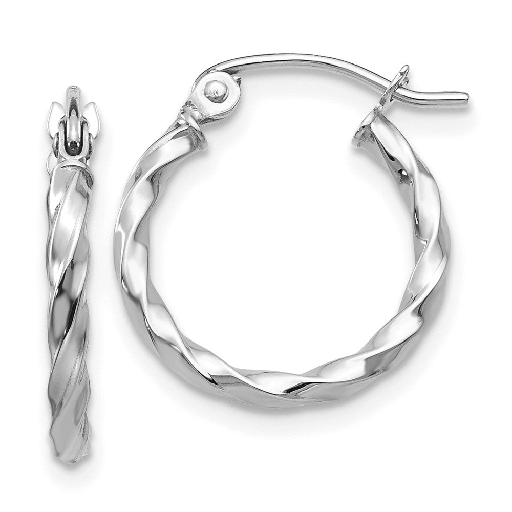 14K White Gold Wg Twist Polished Hoop Earring