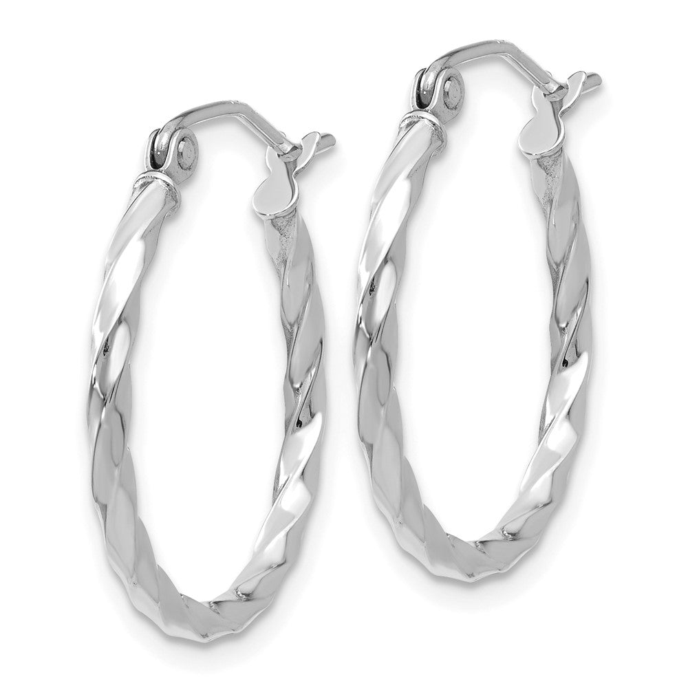 14K White Gold Wg Twist Polished Hoop Earring