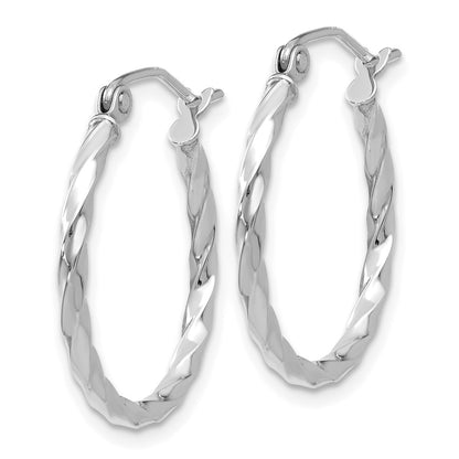 14K White Gold Wg Twist Polished Hoop Earring