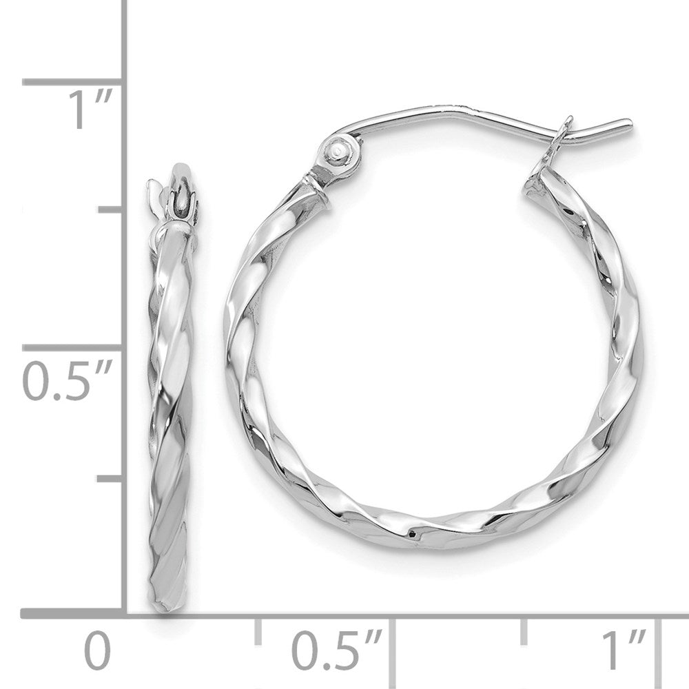 14K White Gold Wg Twist Polished Hoop Earring