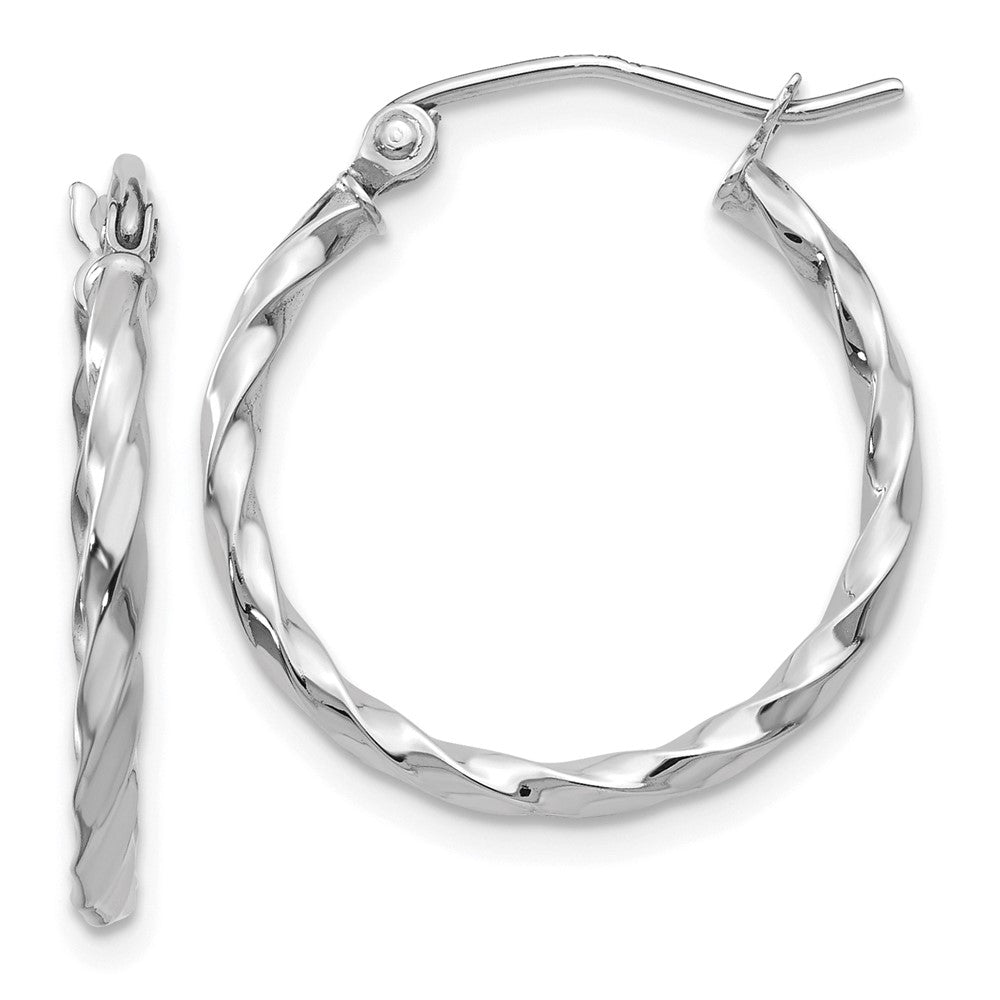 14K White Gold Wg Twist Polished Hoop Earring