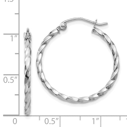 14K White Gold Wg Twist Polished Hoop Earring