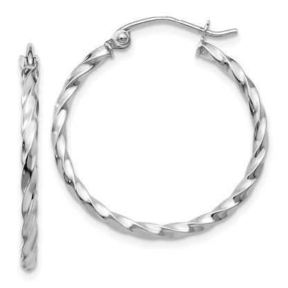 14K White Gold Wg Twist Polished Hoop Earring