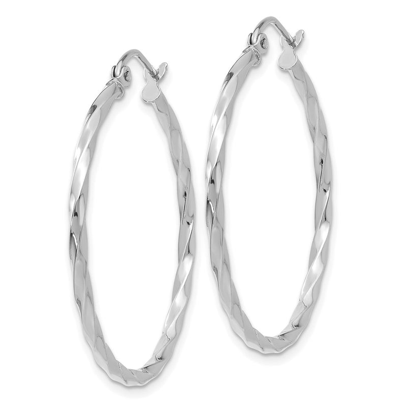 14K White Gold Wg Twist Polished Hoop Earring