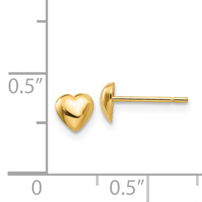 14K Yellow Gold Polished Heart Post Stud Earrings