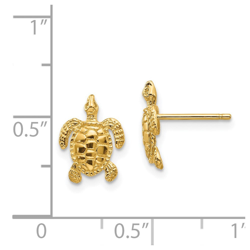 14K Yellow Gold Sea Turtle Post Earrings