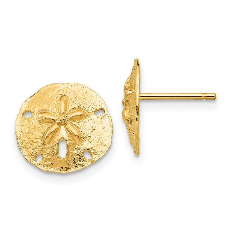 14K Yellow Gold Sand Dollar Post Earrings
