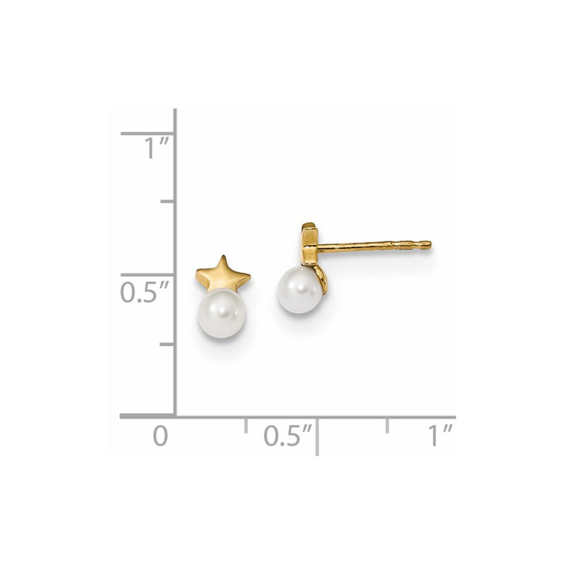 14K Yellow Gold Freshwater Cultured Pearl Star Polished Post Earrings