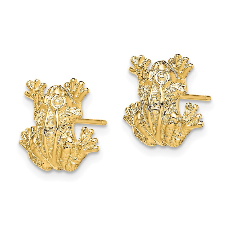 14K Yellow Gold 2-D Leap Frog Post Earrings