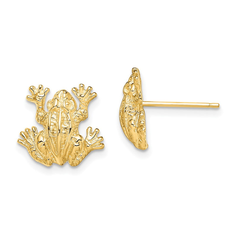 14K Yellow Gold 2-D Leap Frog Post Earrings
