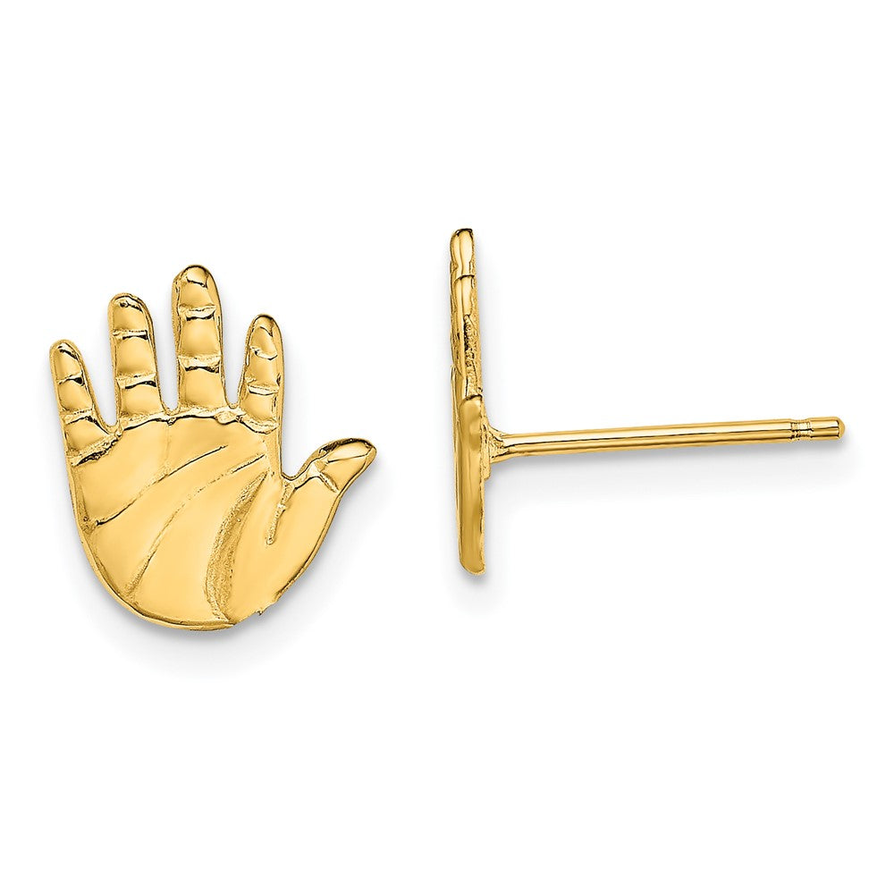 14K Yellow Gold Single Hand Print Post Earrings