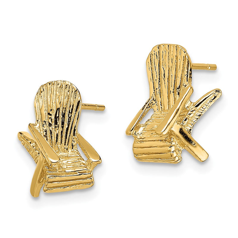 14K Yellow Gold 2-D Beach Chair Post Earring