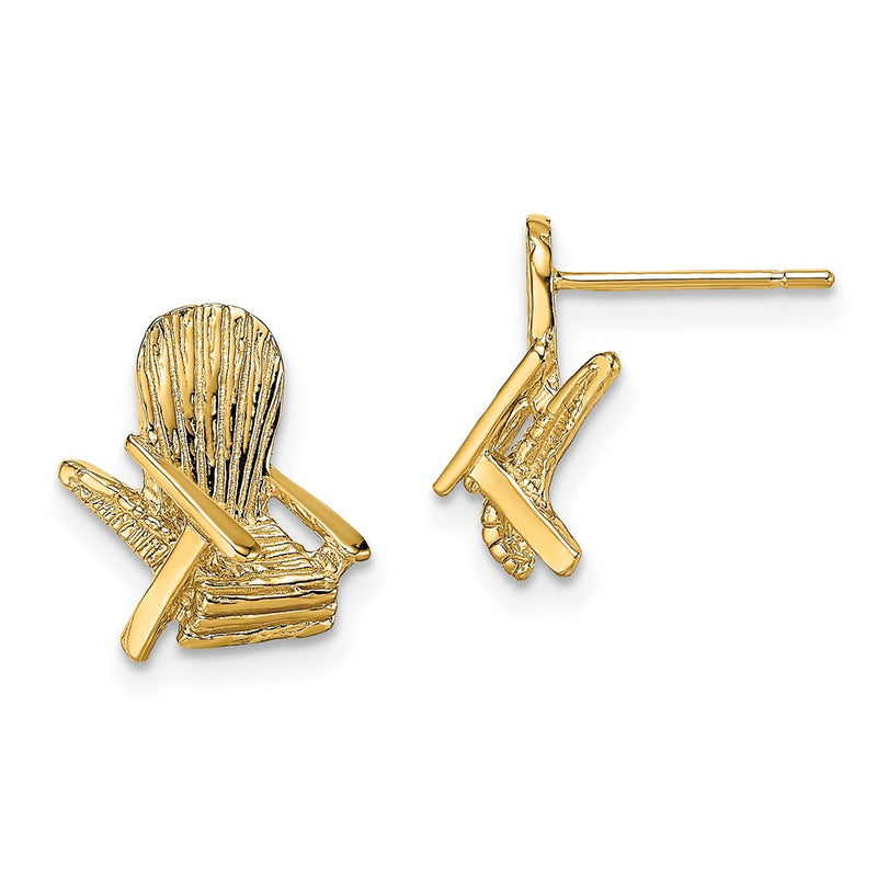 14K Yellow Gold 2-D Beach Chair Post Earring