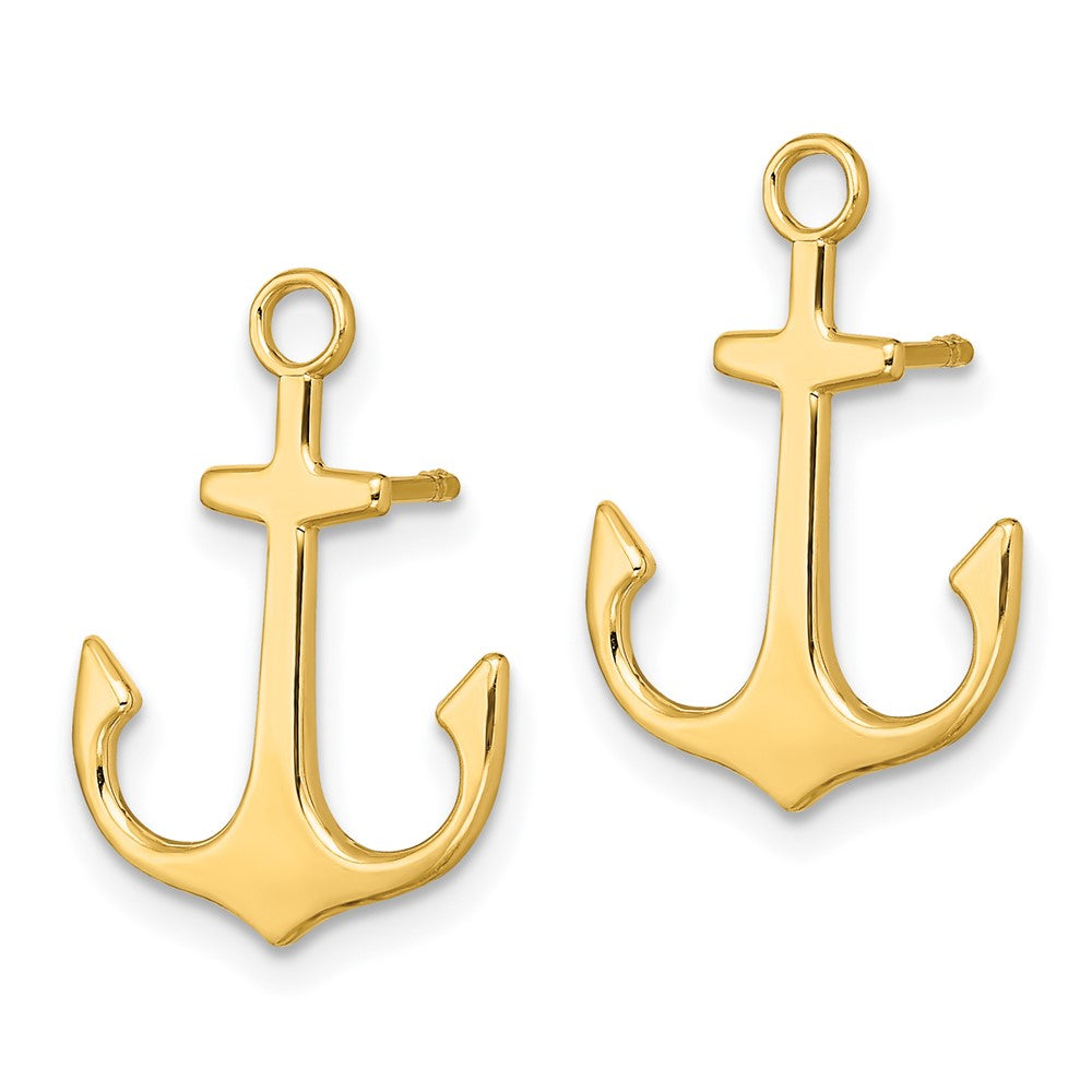14K Yellow Gold Polished 2-D Anchor Post Earrings