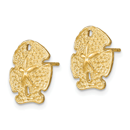 14K Yellow Gold Textured Sand Dollar Earrings