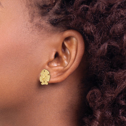 14K Yellow Gold Textured Sand Dollar Earrings