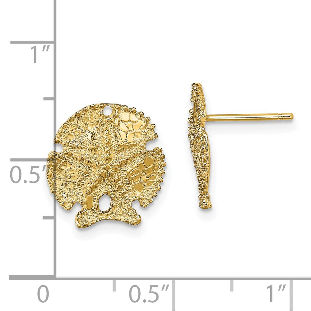 14K Yellow Gold Textured Sand Dollar Earrings