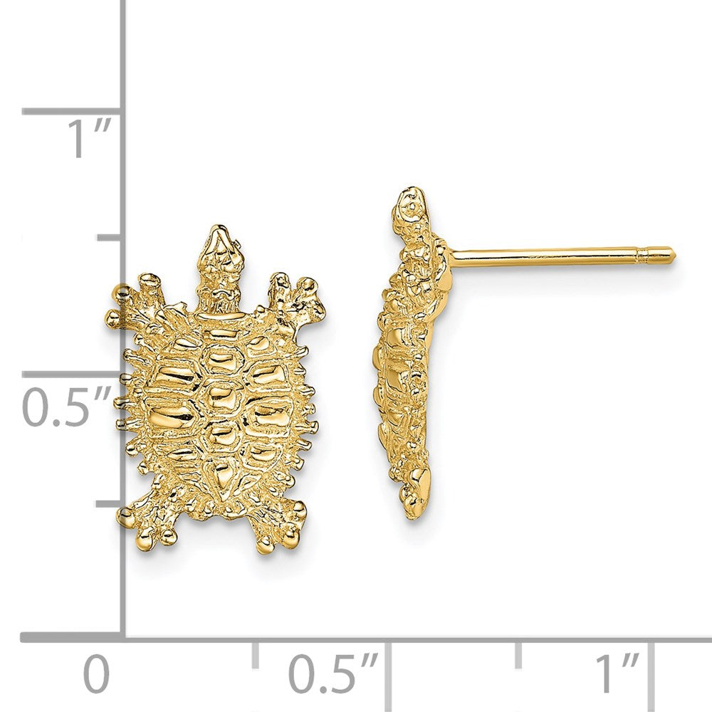14K Yellow Gold Land Turtle Post Earrings
