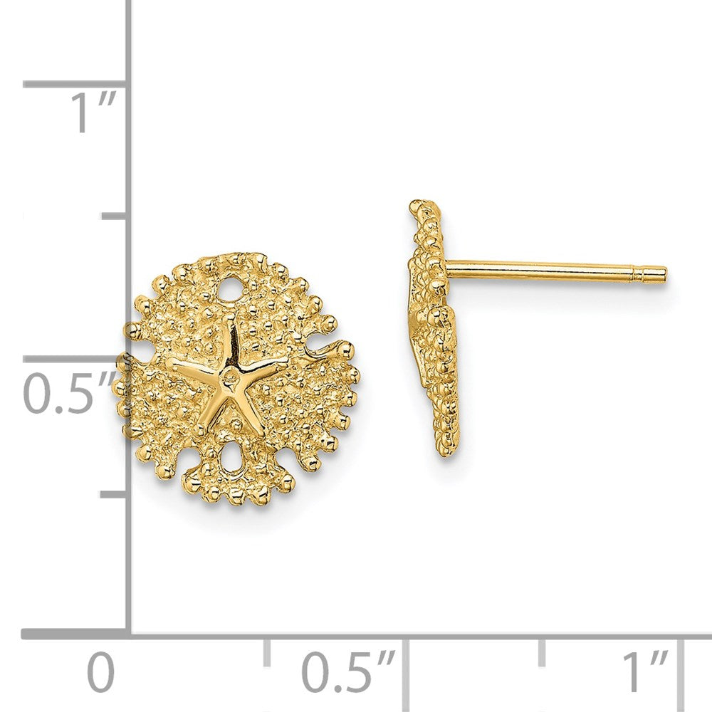 14K Yellow Gold Textured Sand Dollar Post Earrings