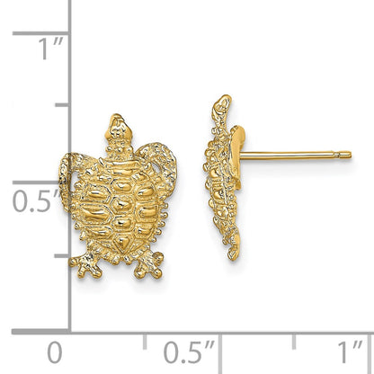 14K Yellow Gold Turtle Post Earrings