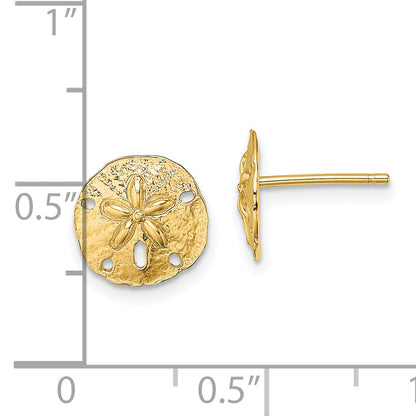 14K Yellow Gold Polished Mini Sand Dollar Post Earrings