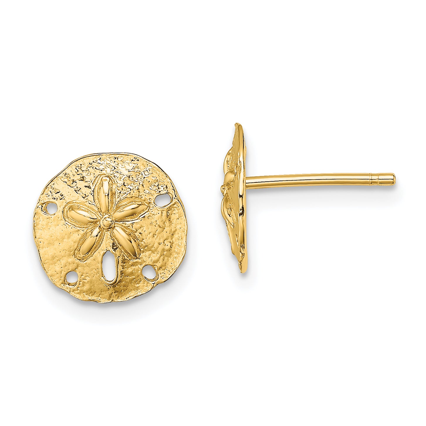 14K Yellow Gold Polished Mini Sand Dollar Post Earrings