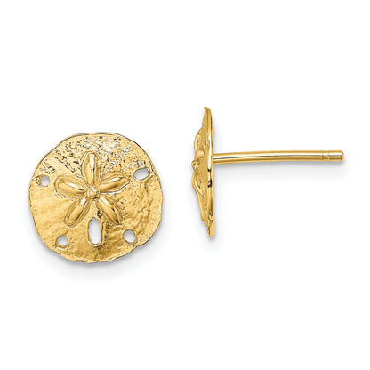 14K Yellow Gold Polished Mini Sand Dollar Post Earrings