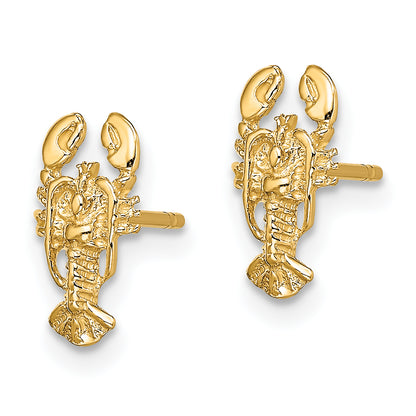 14K Yellow Gold 2-D Lobster Post Earrings