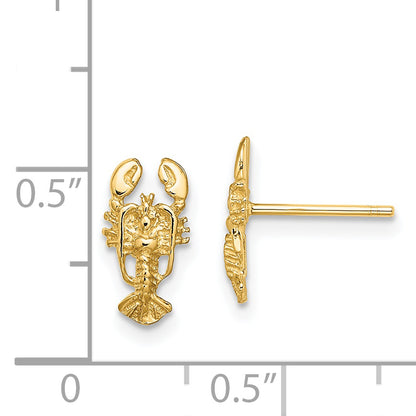 14K Yellow Gold 2-D Lobster Post Earrings