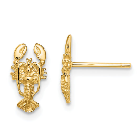 14K Yellow Gold 2-D Lobster Post Earrings