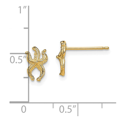 14K Yellow Gold Mini Starfish Post Earrings