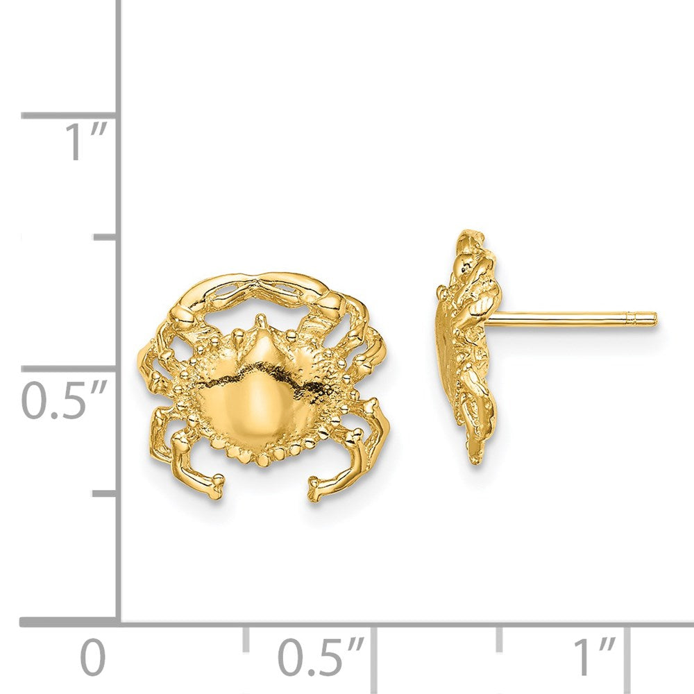 14K Yellow Gold Polished / 2-D Crab Post Earrings