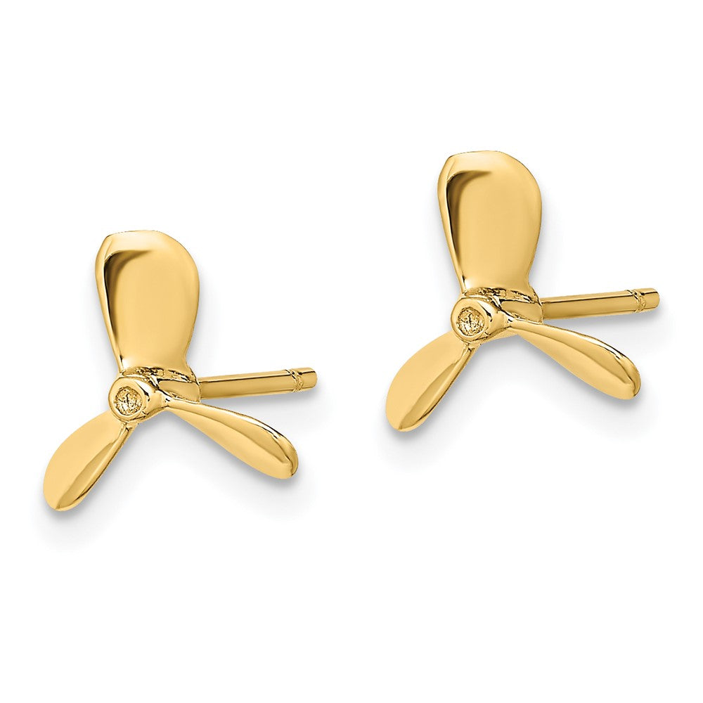 14K Yellow Gold 2-D Propeller Post Earrings