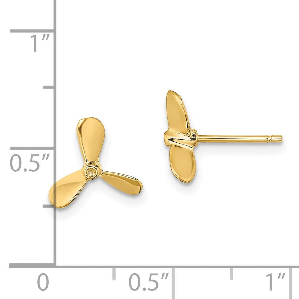 14K Yellow Gold 2-D Propeller Post Earrings