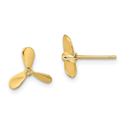14K Yellow Gold 2-D Propeller Post Earrings