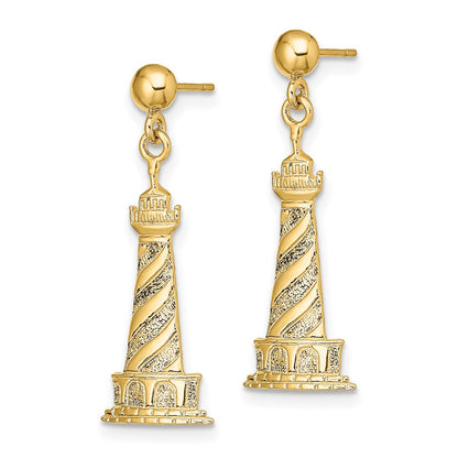 14K Yellow Gold Cape Hatteras Lighthouse Earrings
