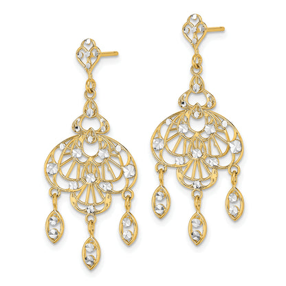 14K Yellow & Rhodium W/Rhodium D/C Chandelier Fancy Earrings