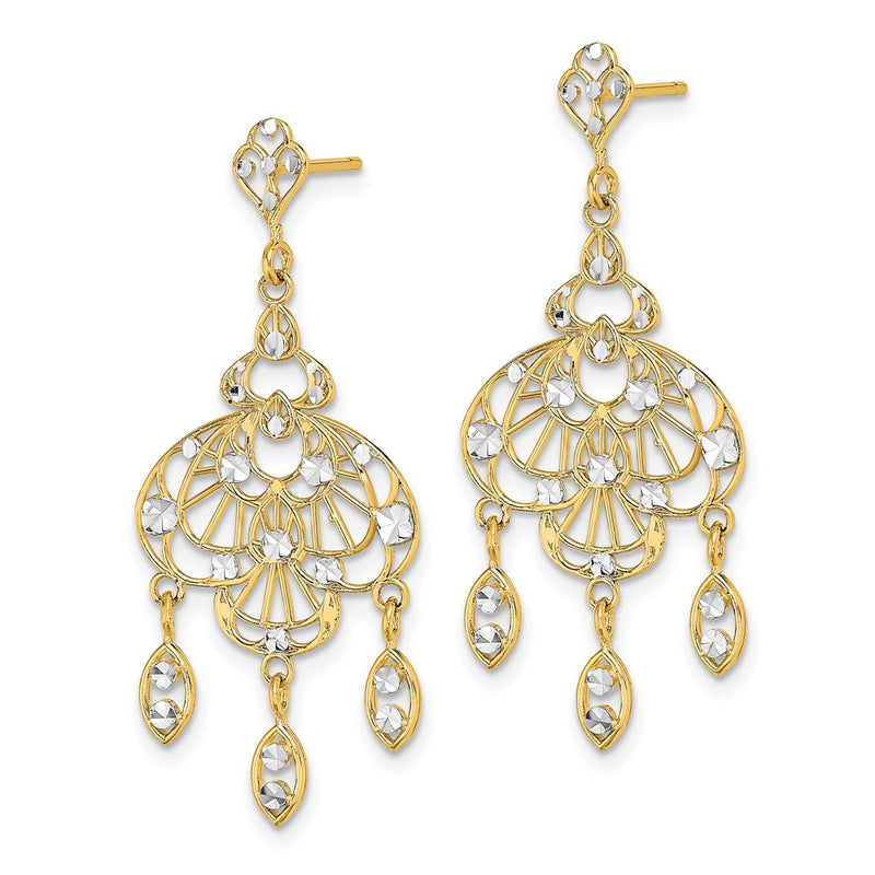 14K Yellow & Rhodium W/Rhodium D/C Chandelier Fancy Earrings