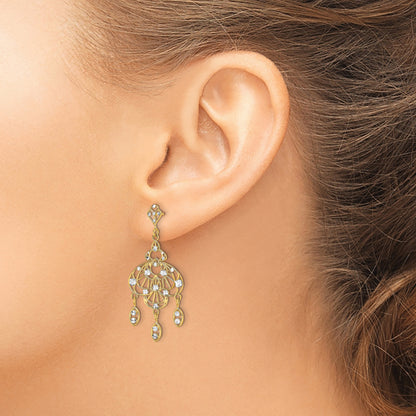 14K Yellow & Rhodium W/Rhodium D/C Chandelier Fancy Earrings