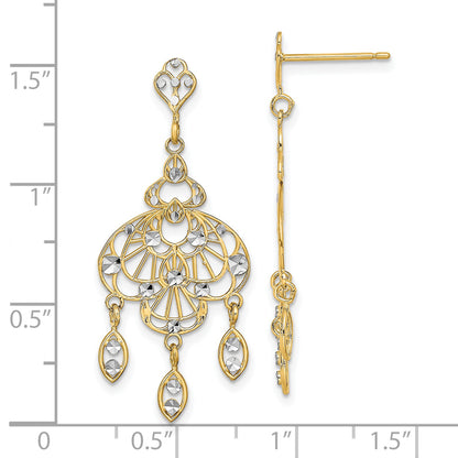 14K Yellow & Rhodium W/Rhodium D/C Chandelier Fancy Earrings