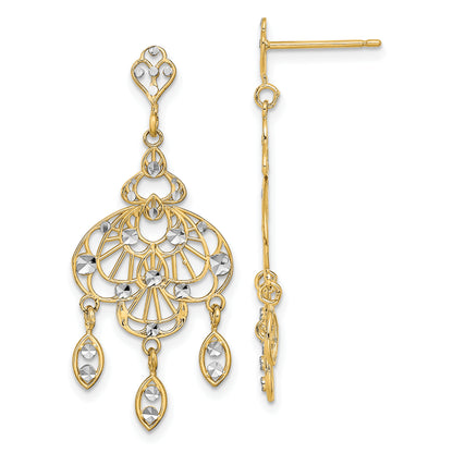 14K Yellow & Rhodium W/Rhodium D/C Chandelier Fancy Earrings