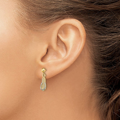 14K Yellow & Rhodium And Flip Flop Post Dangle Earrings