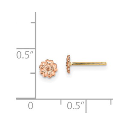 14K Two-Tone Rose Gold With Yellow Post Flower Earrings